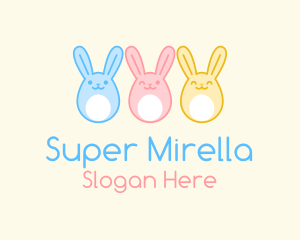 Nursery - Happy Easter Egg Bunnies logo design