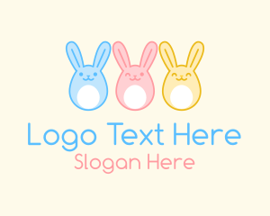 Kids Party - Happy Easter Egg Bunnies logo design