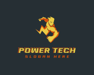 Power Electric Human logo design