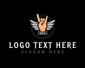 Rock Band - Rock Band Hand Wings logo design