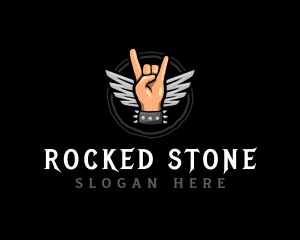 Rock Band Hand Wings logo design