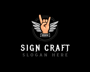 Rock Band Hand Wings logo design