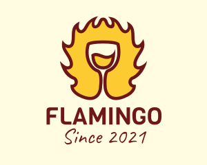 Burning - Fire Wine Glass logo design