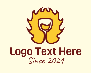 Glass - Fire Wine Glass logo design