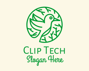 Green Hummingbird Nature logo design