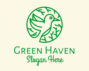 Green Hummingbird Nature logo design