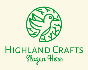 Green Hummingbird Nature logo design