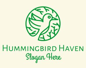 Green Hummingbird Nature logo design