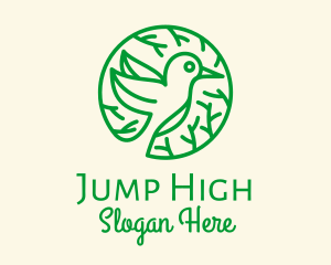 Green Hummingbird Nature logo design