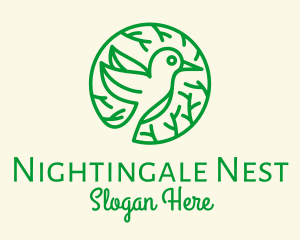 Green Hummingbird Nature logo design