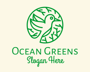 Green Hummingbird Nature logo design