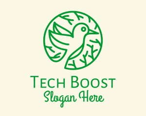 Green Hummingbird Nature logo design