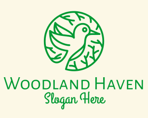 Woodland - Green Hummingbird Nature logo design