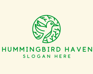 Green Hummingbird Nature logo design