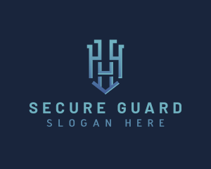 Cybersecurity - Protection Security Shield Letter H logo design