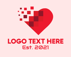 Romantic - Digital Pixel Heart logo design