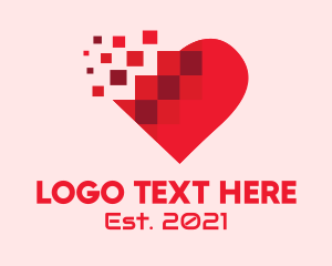 Cyberspace - Digital Pixel Heart logo design