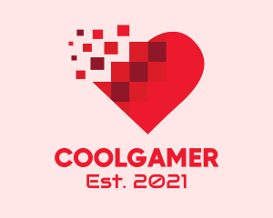 Online Dating - Digital Pixel Heart logo design