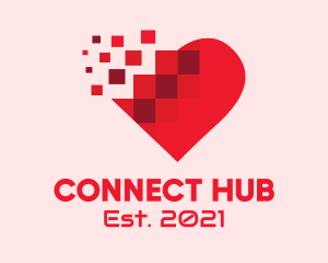 Digital Pixel Heart  logo design