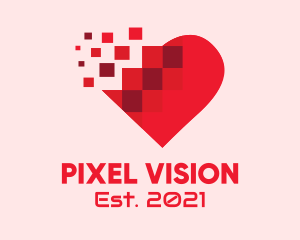 Digital Pixel Heart  logo design