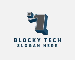 Blocky - 3D Graffiti Number 1 logo design