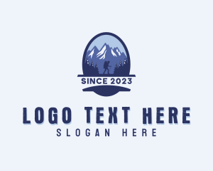 Trekking - Adventure Mountain Backpacker logo design