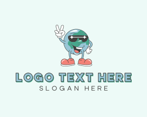 Sunglasses Globe Cartoon Logo