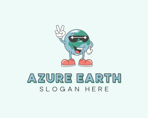 Sunglasses Globe Cartoon logo design