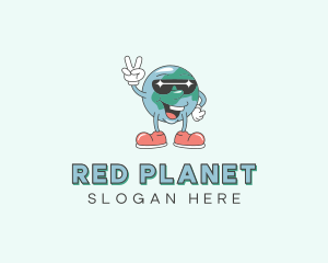 Sunglasses Globe Cartoon logo design