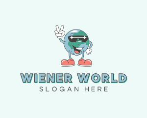 Sunglasses Globe Cartoon logo design