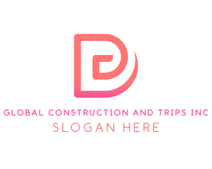 Stroke - Pink Letter D Whirl logo design