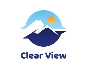 Blue Sunrise Mountain View logo design