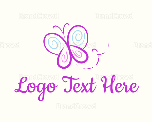 Butterfly Doodle Drawing Logo