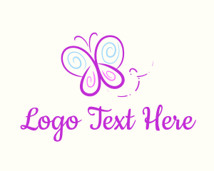 Baby Clothes - Butterfly Doodle Drawing logo design
