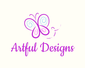 Butterfly Doodle Drawing logo design