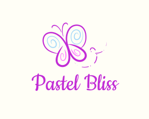 Butterfly Doodle Drawing logo design