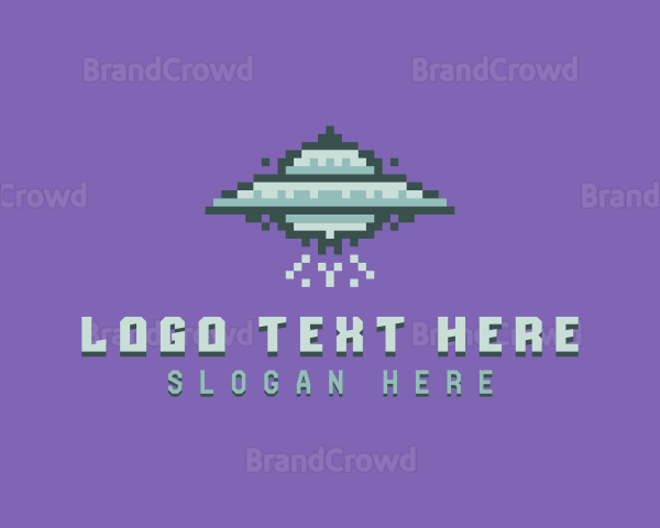 UFO Spaceship Pixel Logo
