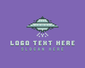 Futuristic - UFO Spaceship Pixel logo design