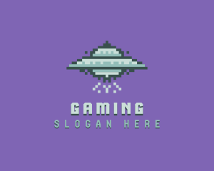 UFO Spaceship Pixel Logo