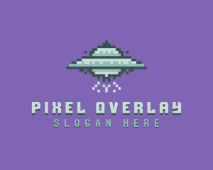 UFO Spaceship Pixel logo design