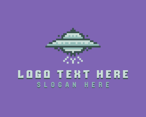 Ufo - UFO Spaceship Pixel logo design