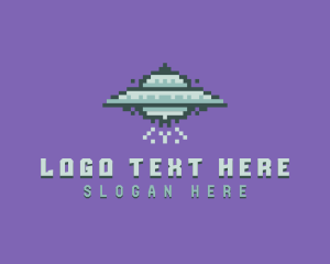 UFO Spaceship Pixel Logo