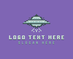 UFO Spaceship Pixel Logo