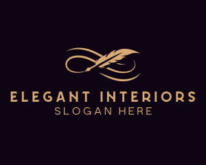 Elegant Feather Writing  logo design