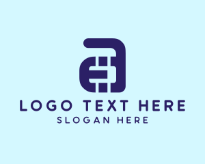 Inverted - Blue Digital Letter A logo design