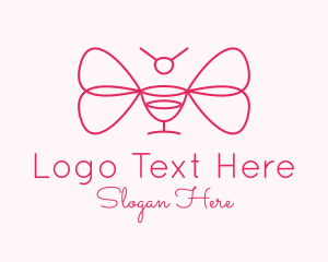 Flying - Butterfly Wine Glass logo design