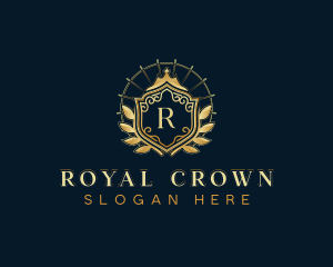 Shield Crown Wreath logo design