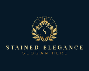 Shield Crown Wreath logo design