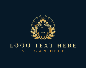 Royal - Shield Crown Wreath logo design