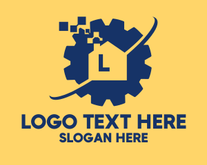 Home Service - House Gear Lettermark logo design